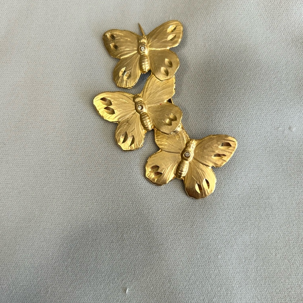 Gold Butterfly Cascade Brooch